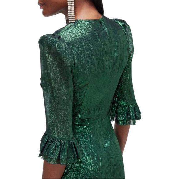 Vampire’s Wife Green Silk Ruffle Gown Dress EC LIKE NEW RARE 6 DISCONTINUED LINE - Picture 7 of 14